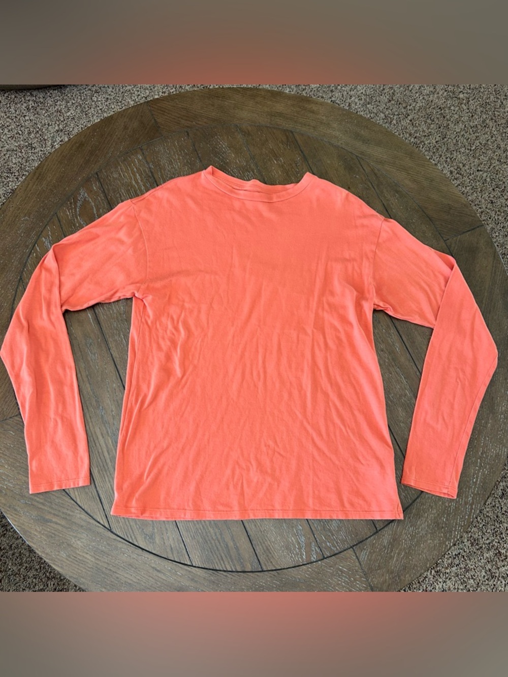 The Elder Statesman Long Sleeve Cotton Tee Sunset Orange Made in USA Size Small